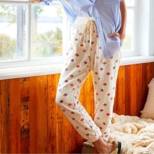 ANTHROPOLOGIE DAILY PRACTICE Embroidered Fuzzy Lounge Pants